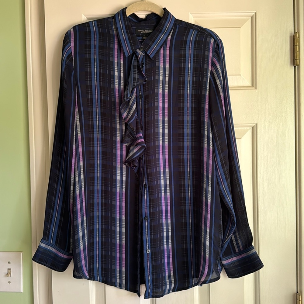 Banana Republic Silky blouse with ruffle trim
